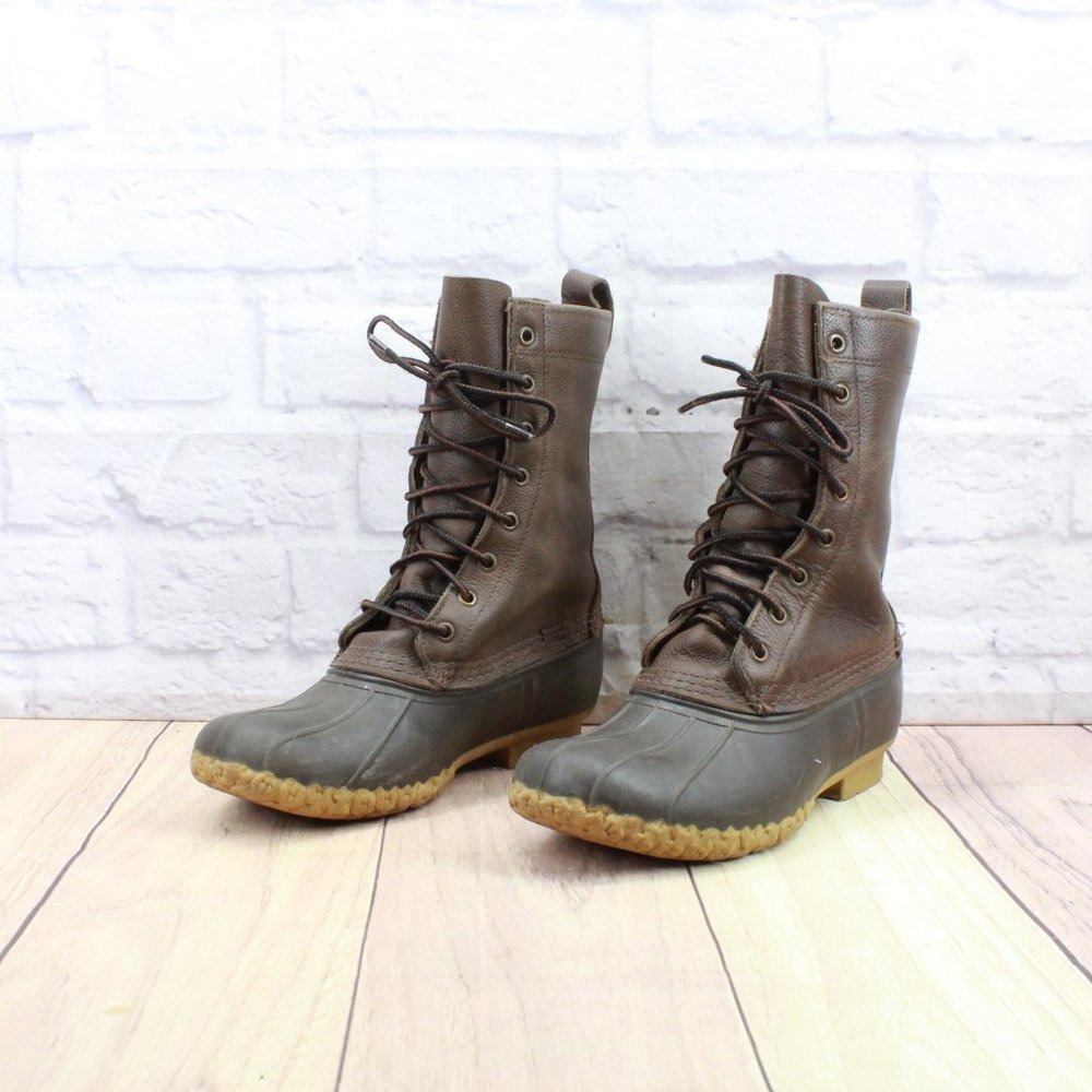LL Bean Goretex Brown Leather Maine Hunting Shoe Duck Boots Size 6 M - Picture 2 of 10